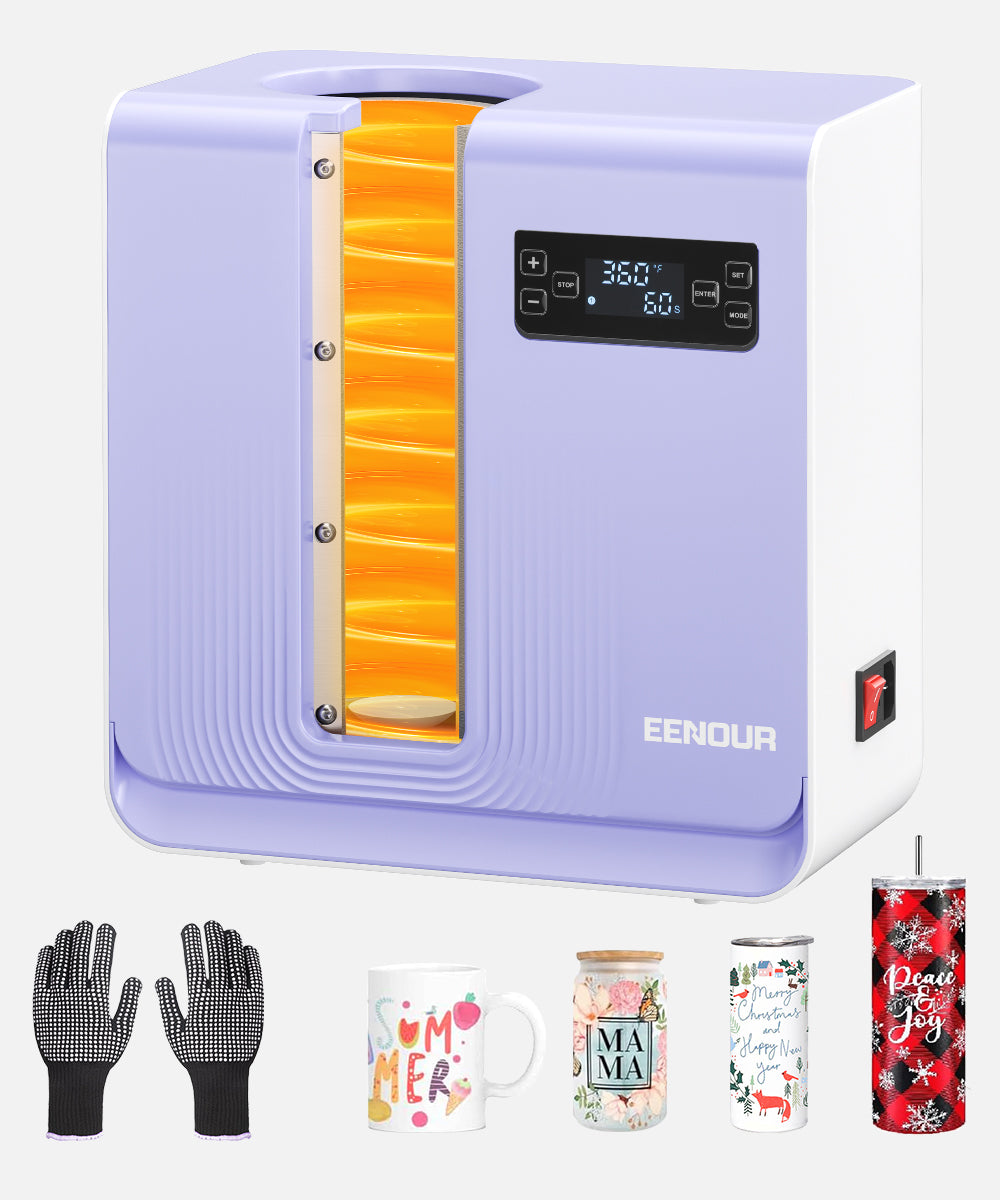 EENOUR Fully Auto Tumbler Heat Press Machine, Auto Rotate Tumbler Press, Pressure Setting Mug Heat Press for Seamless Print, Even Heating Cup Press, for 2.55"-3.74" Sublimation Tumblers, Mugs, Glasses